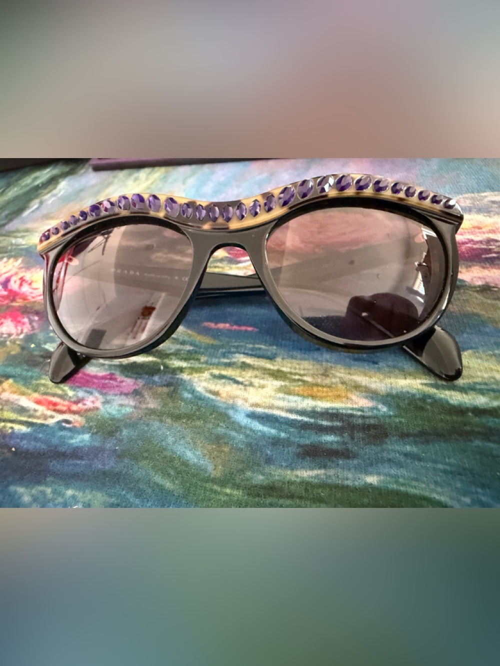 Prada Purple Crystal Gem Tortoise Sunglasses spr 04P